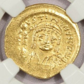 565 - 578 Ad Byzantine Empire Justin Ii Av Solidus Constantinopolis Ngc Ch Au B - 11