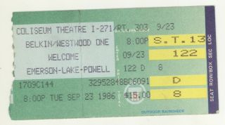 Rare Emerson Lake & Powell 9/23/86 Cleveland Oh Ticket Stub Elp Palmer