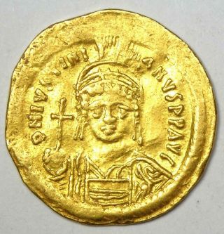 Byzantine Justinian I Av Solidus Gold Coin 527 - 565 Ad - Xf (ef)
