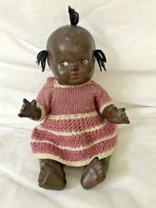 Vintage 1930’s Composition Black Americana Topsy Baby Pigtail Doll