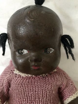 Vintage 1930’s Composition Black Americana Topsy Baby Pigtail Doll 2