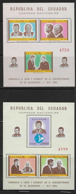 Ecuador,  1967,  John F Kennedy,  Set Of 2 S/s 