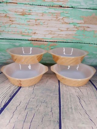 4 Vintage Fire King Peach Lustre Oven Ware Swirl Bake And Serve 5 " Dish