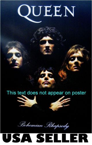 Queen Bohemian Rhapsody Poster 14.  5 X 21 Freddie Mercury Brian May Long Hair Era
