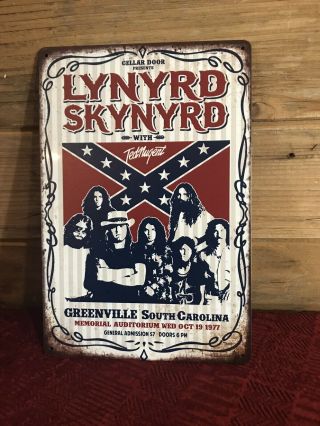 Lynyrd Skynyrd Greenville Sc 1977 Reprod Tin Metal Tacker Sign 8 " X12 " Man Cave