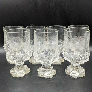 Vintage Set Of 7 Tiffin Franciscan Madeira Clear Footed Goblets Wine Glasses