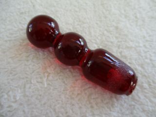 Vintage Rainbow Art Glass Red Double Ball Stopper For A Small Vase Or Cruet