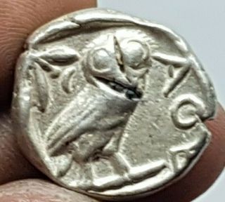 Rare Ancient Greek Silver Coin Tetradrachm Athens/owl Fourree 12,  5 Gr 21 Mm