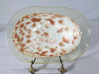 Vintage Murano? Art Glass Bowl Stylized Aventurine Encased In Vaseline Glass