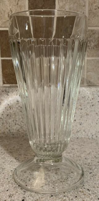 Vintage Old Fashioned Ribbed Ice Cream Soda Fountain Glass,  Heavy 7 "