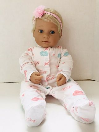 Rare 19” Berenguer Boutique Reborn Baby Girl Doll Blonde/blue Eyes Cloth Body