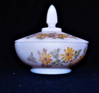 Vintage Fenton Glass Trinket Box,  Hand Painted,  Signed " B.  Montgomery " Nm Cond