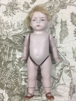 Antique All Bisque German Boy Doll 6” Moving Arms Legs 3