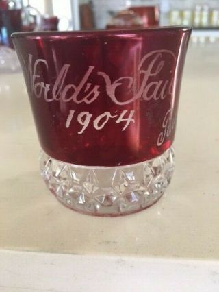 Gorgeous Victorian Eapg Ruby Stained Mug Souvenired Worlds Fair 1904 Paul Sapp