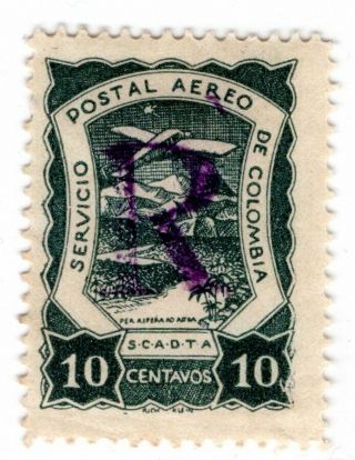 Colombia - Scadta - Registration - 10c Provisional Stamp - Gebauer 52 - 1921 Rr