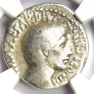 Roman Octavian Augustus Ar Denarius Silver Coin 36 Bc.  Certified Ngc Choice Fine