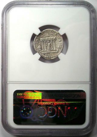 Roman Octavian Augustus AR Denarius Silver Coin 36 BC.  Certified NGC Choice Fine 3