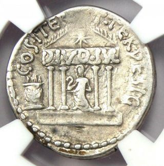 Roman Octavian Augustus AR Denarius Silver Coin 36 BC.  Certified NGC Choice Fine 4