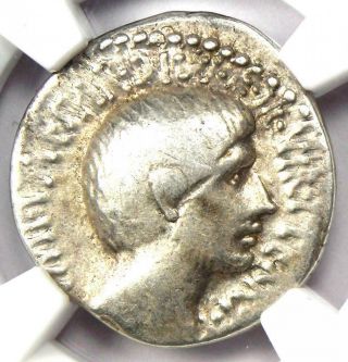 Roman Octavian Augustus AR Denarius Silver Coin 36 BC.  Certified NGC Choice Fine 5