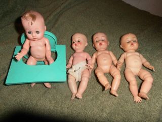 4 Vintage Ginny Baby Vogue Dolls (unmarked) Ginnette One With Hair Curl