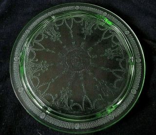 Antique/vintage Green Depression Glass Footed Cake Plate
