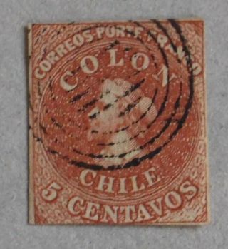 Chile 1854 – Columbus Colon – Yv 1b – 5 C.  Dark Brown - Desmadryl