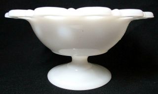 OPEN LACE Pedestal Footed Candy Dish White Milk Glass Anchor Hocking 6 3/4 in. 2