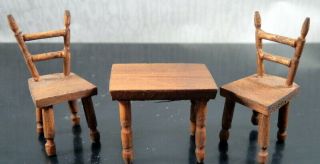 Vintage Artist Made Table & 2 Chairs 1:24 Dollhouse Miniature
