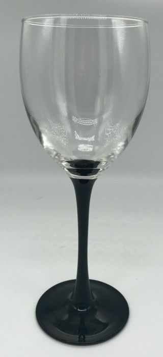 One Vintage Luminarc France Black Stem Wine Glasses Arcoroc 7 7/8 Domino