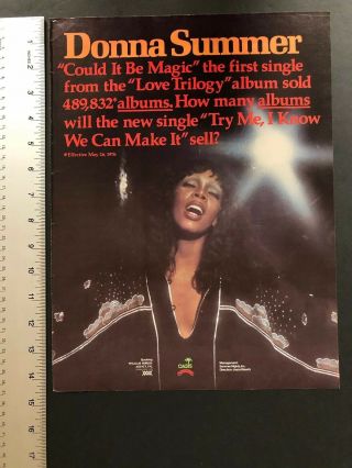 Donna Summer 1976 11x14” Hit Single “try Me I Know We Can Make It” Ad