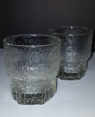 Set Of 2 Vintage Mcm Indiana Glass Co Crystal Ice Glacier 12 Oz Tumblers Usa Euc