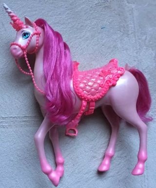 Barbie Dreamtopia Pink Unicorn Horse,  11 " Tall,  Sparkly Saddle,  Brushable Mane