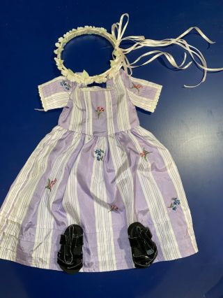 American Girl Doll Felicity Purple Dress With Shoes/flower Halo Vintage