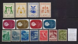 Suriname 1954 - 1959.  Stamp.  Yt 301/307,  311/314,  323/326.  €47.  00