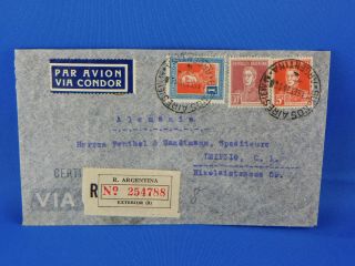 Argentina Old Airmail Registered Cover 1935 To Germany [b15/27]