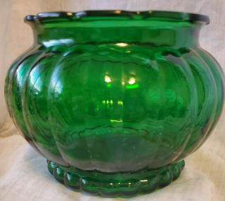 Vintage Emerald Green Glass Planter Bowl Scalloped Rim Base Alr Co.  R - 19