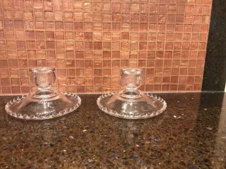 Vintage Imperial Glass Candlewick Candle Holders/set Of Two/mint