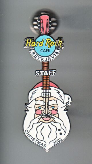 Hard Rock Cafe Pin: Reykjavik 2003 Staff Christmas Santa Guitar Le75