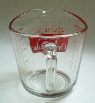 Vintage 4 Cups 32 oz Measuring Cup RED Anchor Hocking OVEN ORIGINALS Clear Glass 2