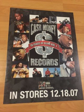 Cash Money Records 2 - Sided Promo Poster Juvenile B.  G.  Birdman Lil Wayne Rap Nola