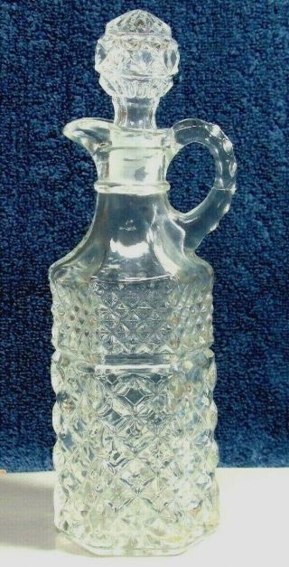 Vintage Wexford Anchor Hocking Clear Glass Oil/vinegar Cruet 8 " Globe Stopper