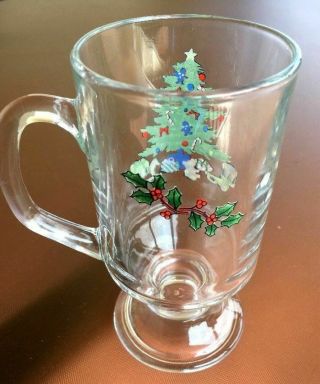 Luminarc Noel Christmas Tree Clear Glass Irish Coffee Cup or Mug,  Set of 2 3