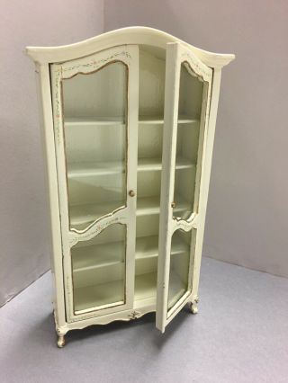 Miniature Furniture Bespaq Collectible White Display Cabinet Hand Painted