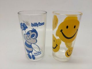 Vintage Happy Face Billy Bee Glasses - Set Of 2