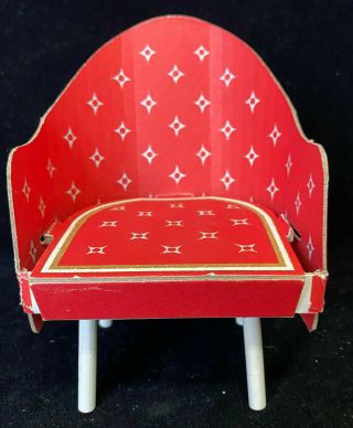 Red Arm Chair Mid Century Dollhouse Cardboard Barbie Dream House 1962 Mattel B