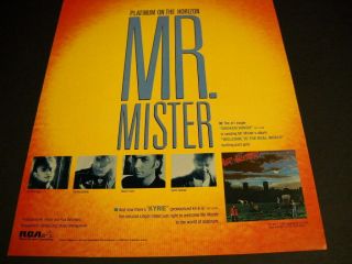 Mr.  Mister Platinum On Horizon W/ Kyrie And.  Real World 1985 Promo Poster Ad