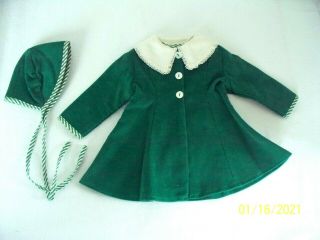 Vintage Fits 16 " Terri Lee Doll Green Corduroy Coat & Bonnet