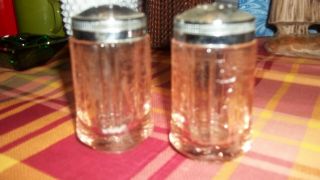 Depression Glass Pink Madrid Salt And Pepper Shakers