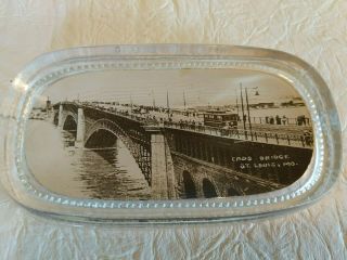 Antique Glass Souvenir Paperweight - Eads Bridge,  St.  Louis,  Mo 1915