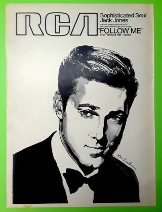 Jack Jones Rare Vintage 1968 Rca Promo Poster Follow Me Ken Dallison Artwork